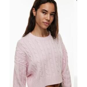 Sunday Best Pink Cable Knit Cropped Sweater Size S